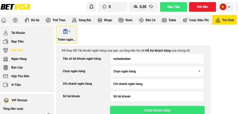 Hướng Dẫn Chi Tiết Quy Trình Rút Tiền BetVisa